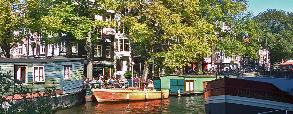 Golden Autumn on Prinsengracht near Utrechtsestraat in Amsterdam