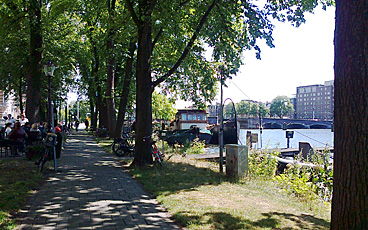 Weesperzijde along the Amstel near the Ysbreeker in Amsterdam